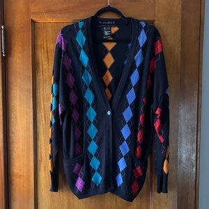 Escada Multicolor Argyle Cardigan